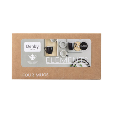 Elements Black 4 Piece Mug/Beaker set Denby